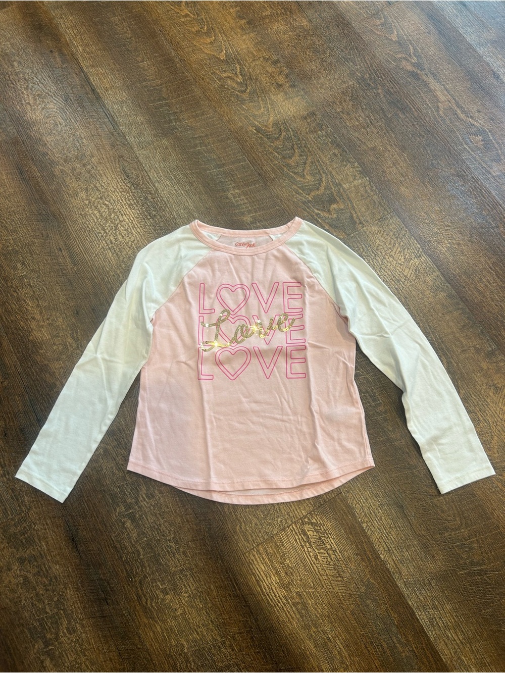 Cat & Jack Pink and White Long-Sleeve 'LOVE' Graphic Tee